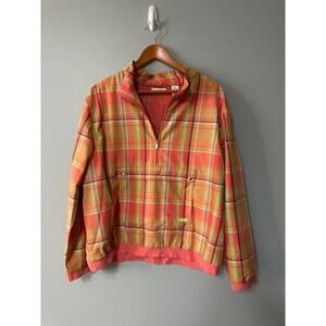 Womens Size XL LizGolf 1/2 Zip Jacket Mesh Lined Retro Plaid Pockets Golf Hike